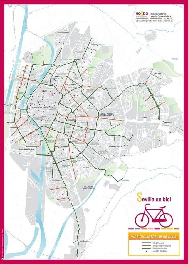 Mapa da ciclovia de Sevilha
